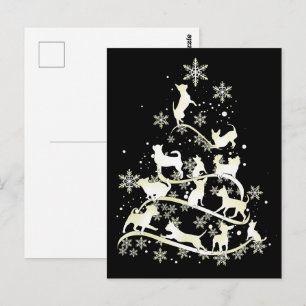 Carte Postale Flocons de neige de l'arbre de Noël Chihuahua Joye