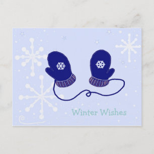 Carte Postale Flocons de neige et mitaines