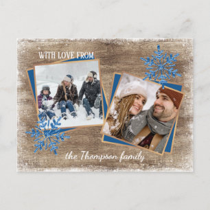 Carte Postale Flocons de neige personnalisés et motif de planche