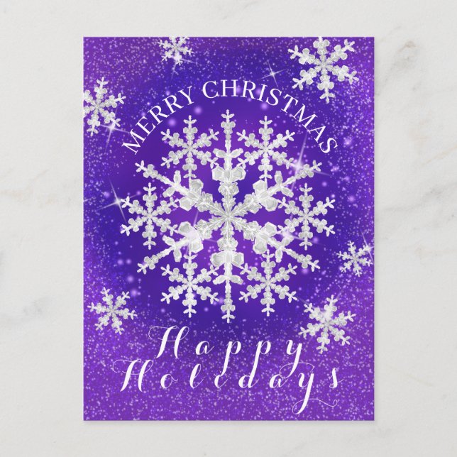 Carte Postale Flocons de neige violet blanc (Devant)
