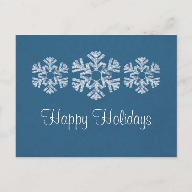 Carte postale Flocs de neige de vacances, bleu (Devant)