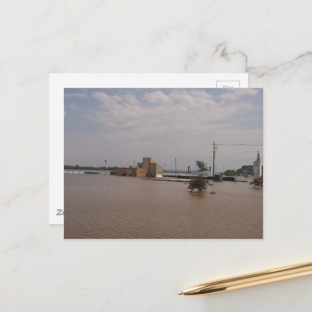 Carte Postale floodwaters in Burlington, Iowa 2019 (Devant/Arrière en situation)