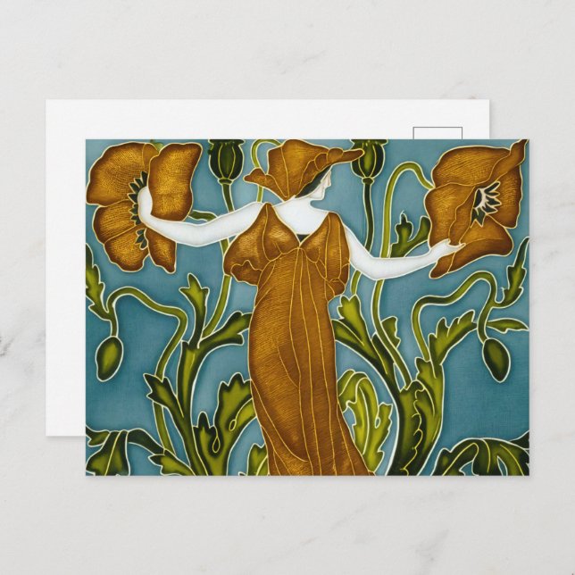 Carte Postale Flora Art Nouveau de Walter Crane (Devant / Derrière)