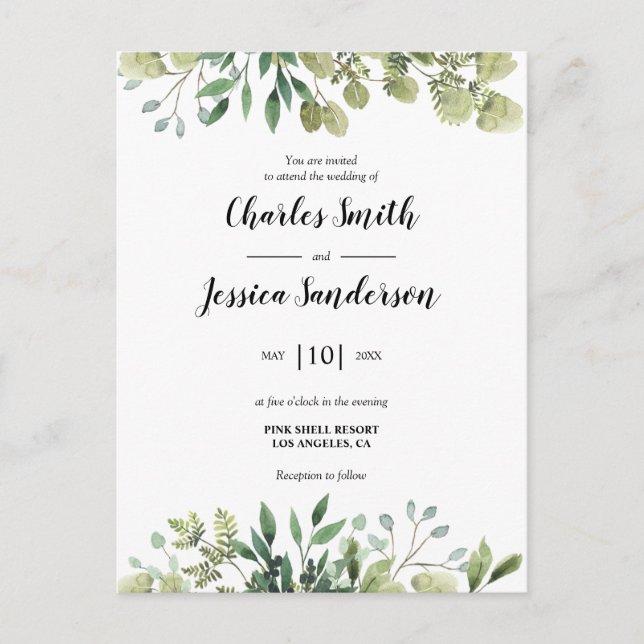Carte Postale Flora Verde Invitación (Devant)