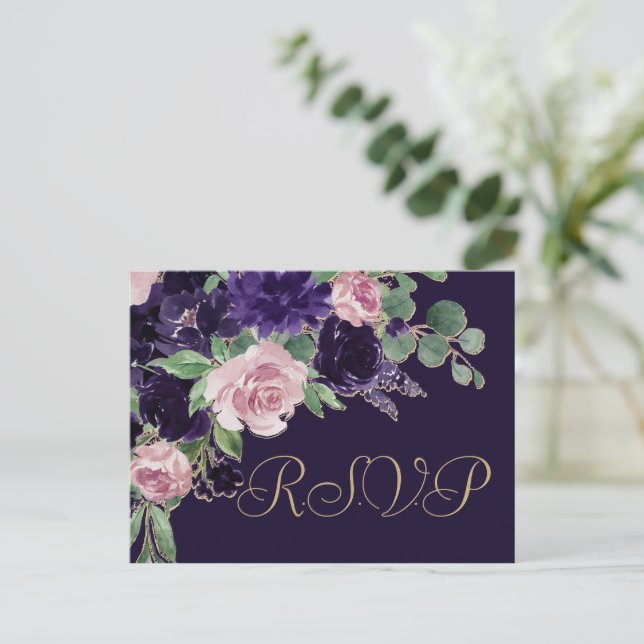 Carte Postale Floraison | Purple et Rose Entree RSVP (Debout devant)