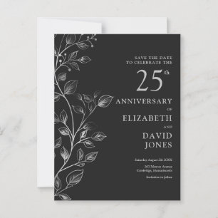 Carte Postale Floral 25e anniversaire Mariage Enregistrer la dat