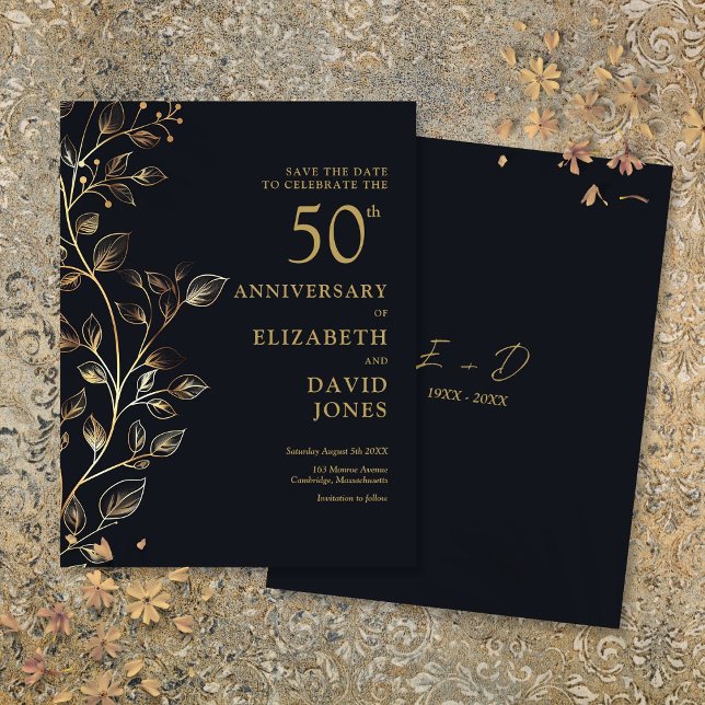Carte Postale Floral 50e anniversaire de Mariage Enregistrer la  (Floral 50th Wedding Anniversary Save The Date Postcard)