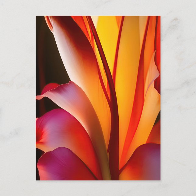 CARTE POSTALE FLORAL ABSTRAIT ROUGE (Devant)