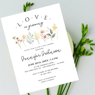 Carte Postale Floral Amour naturel grandit Baby shower Boho