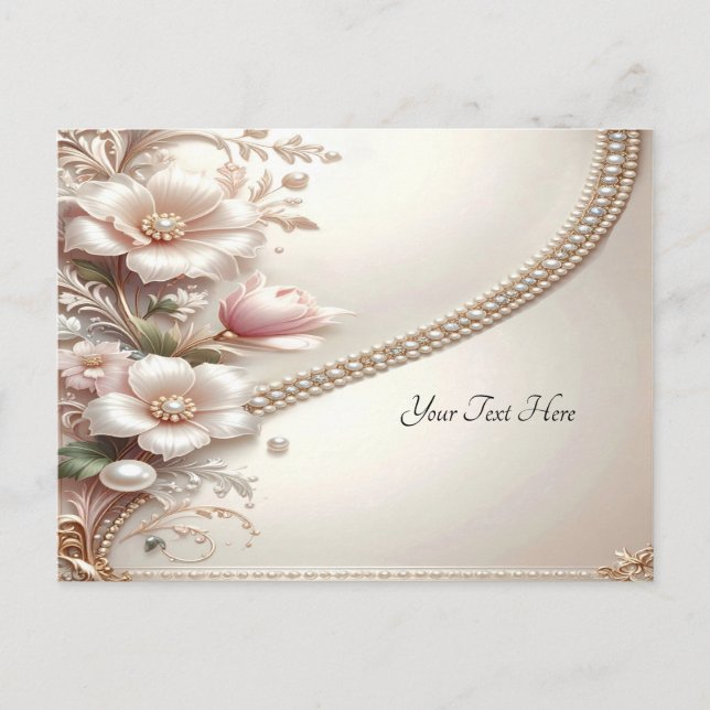 Carte Postale Floral and Pearl Embellishments Postcard (Devant)