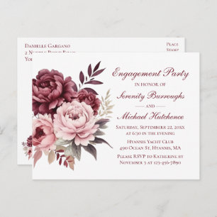 Carte Postale Floral Aquarelle Burgundy Peony