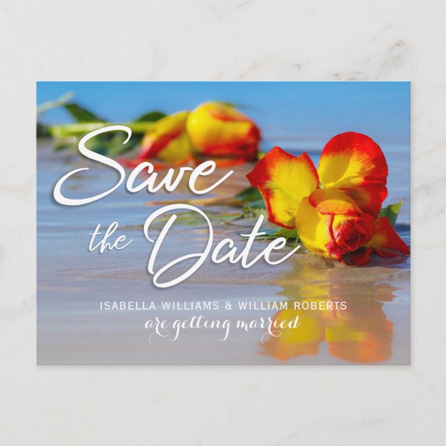 Carte Postale Floral Beach Save the Date Faire-part de mariage (Devant)