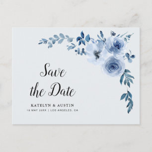 Carte Postale floral bleu enregistrer la date