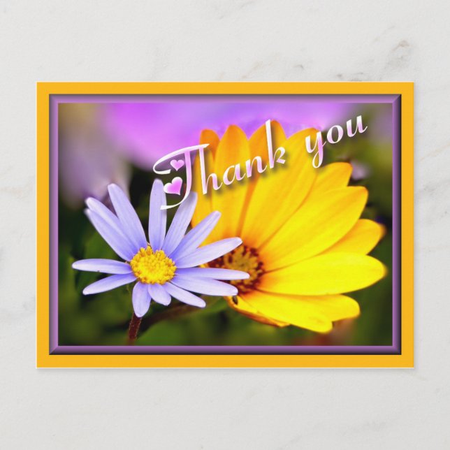 Carte Postale Floral bleu et jaune (Devant)
