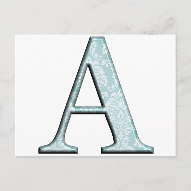 Carte Postale Floral bleu Imprimer Un monogramme initiales Cadea (Devant)