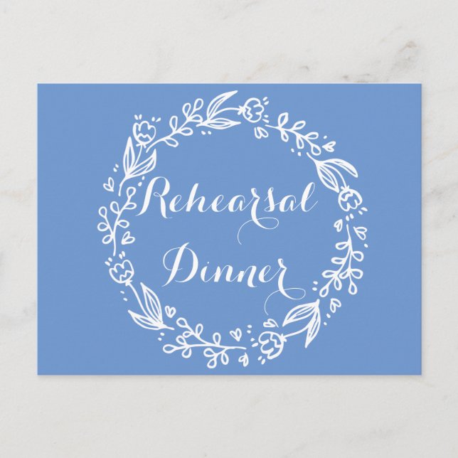 Carte Postale Floral Blue Rehearer Diner Mariage de fleurs (Devant)