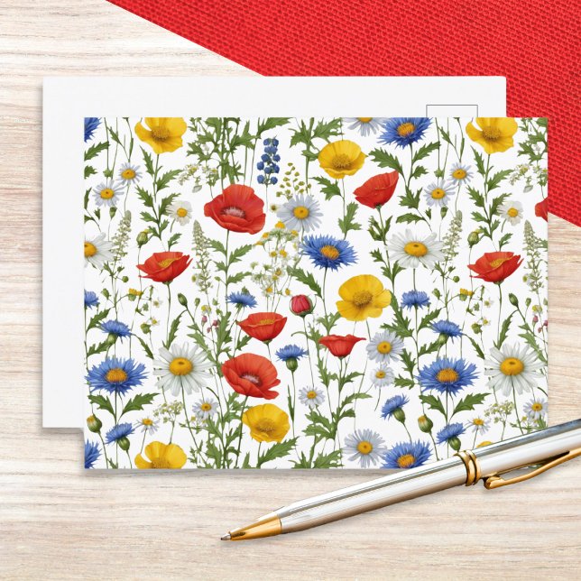Carte Postale Floral coloré Fleur sauvage (A postcard with colorful summer wildflowers design. Ideal for nature lovers and fans of floral style)