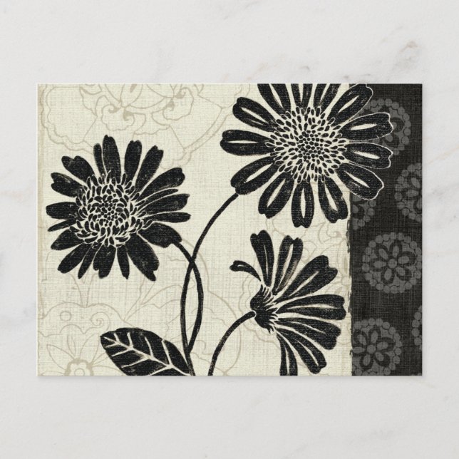 Carte Postale Floral contemporain en noir et blanc (Devant)