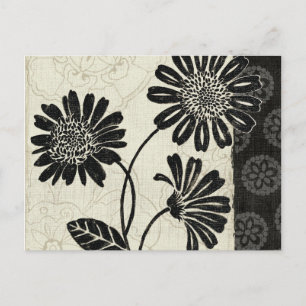 Carte Postale Floral contemporain en noir et blanc
