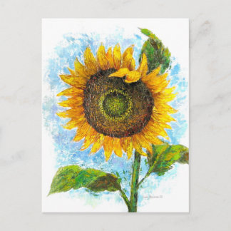 Carte Postale Floral de tournesol jaune vintage