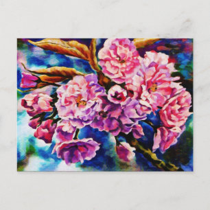 Carte Postale Floral en fleurs Sun Fuchsia Art rose