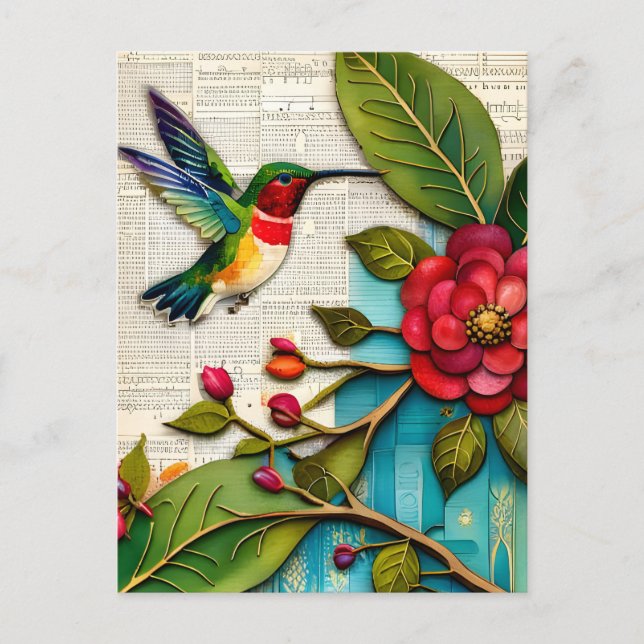 Carte postale Floral et Colibri (Devant)