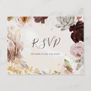 Carte Postale Floral flush moderne   Mariage aquarelle RSVP