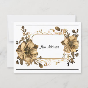 Carte Postale Floral Gold Frame Nouvelle adresse