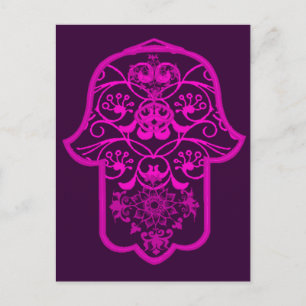 Carte Postale Floral Hamsa rose