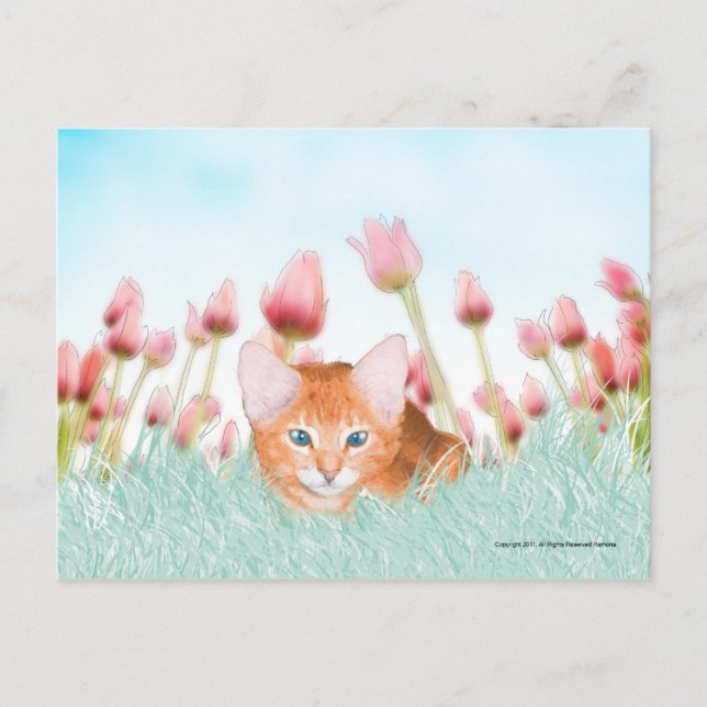Carte postale Floral Kitten (Devant)