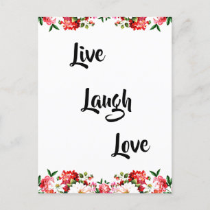 Carte Postale Floral "Live, Laugh, Love" Élégant
