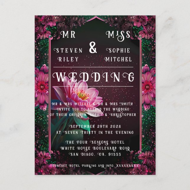 Carte Postale Floral Lotus Mariage Suite | Starry Night Romance (Devant)