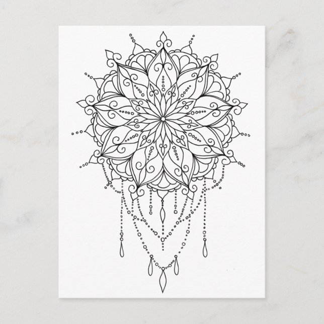 Carte Postale Floral Mandala Couleur de votre propre (Devant)