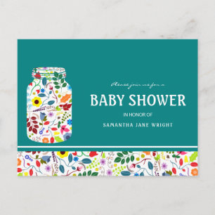 Carte Postale Floral Mason Jar Baby shower Invitation