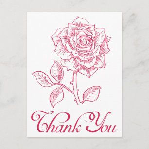 Carte Postale Floral Merci Rose rouge