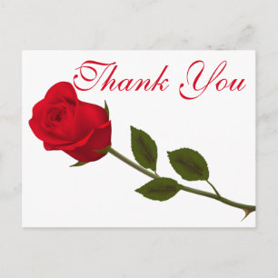 Carte Postale Floral Merci Rose rouge