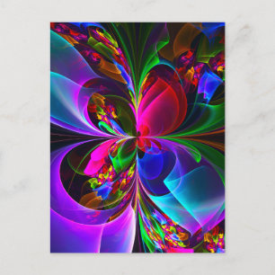 Carte Postale Floral moderne Art Abstrait Rouge Bleu Motif #12