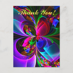 Carte Postale Floral moderne Art Abstrait Rouge Bleu Motif #12