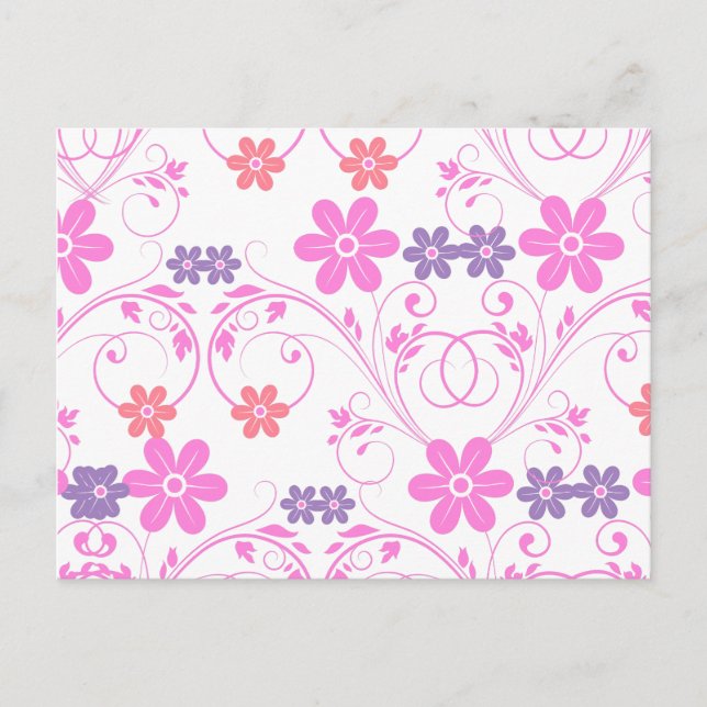 Carte Postale Floral moderne violet rose (Devant)