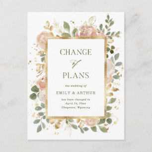 Carte Postale Floral neutre blanc   Changement de plan Mariage