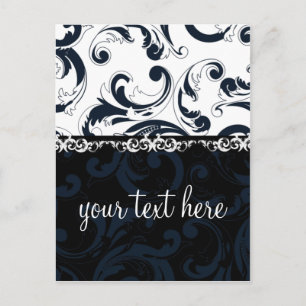 Carte Postale Floral noir et blanc