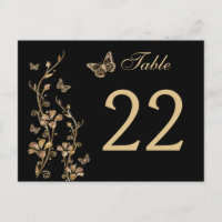 Floral noir, or avec papillons Numéro de tableau