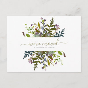 Carte Postale Floral Nous avons déplacé Script Faire-part d'aqua