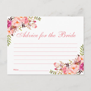 Carte Postale Floral Pink Blush Bridal Shower Advice Card L
