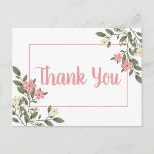 Carte Postale Floral rose Merci Mariage Fleur Botanique