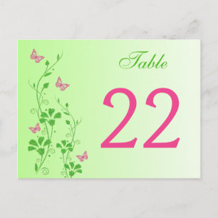 Carte Postale Floral rose vert avec papillons Numéro de tableau