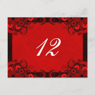 Carte Postale Floral rouge foncé Goth Réception Tableau Numéro C
