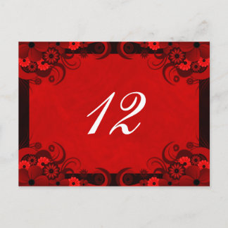 Carte Postale Floral rouge foncé Goth Réception Tableau Numéro C