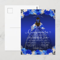Floral Royal Blue Princess Robe Gown Quinceanera