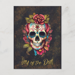 Carte Postale Floral Sugar Skull Día de los Muertos français